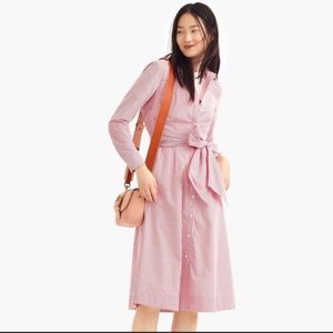 J. Crew Red Striped Button Down Dress